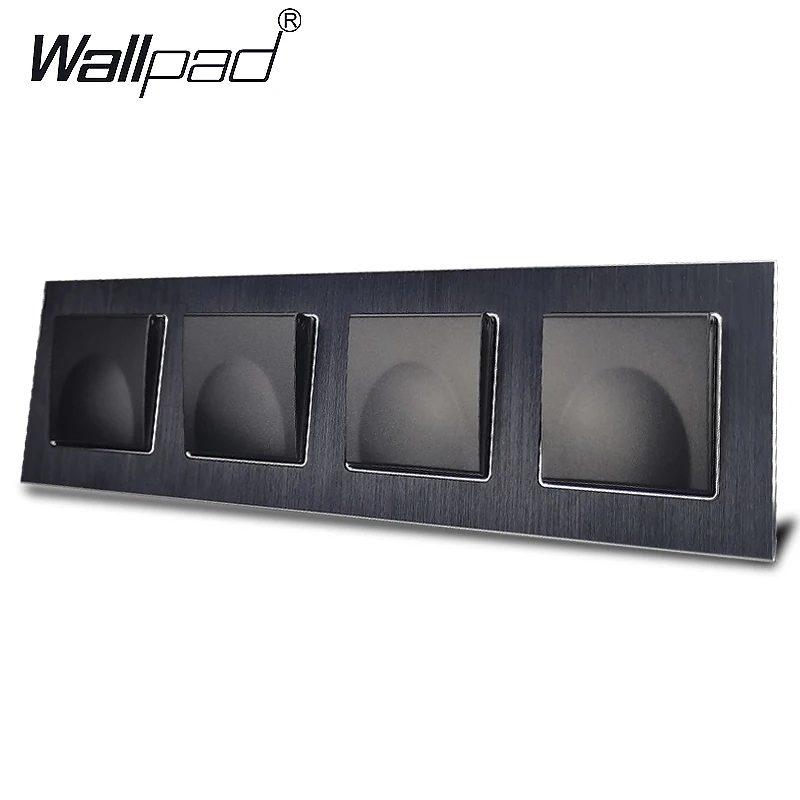 4 способа ЕС штепсельные корпусные розетки Wallpad 110 V-240 V металла Алюминий рамка 16A 300*86 мм Четырехместный пыли Кепки ЕС Мощность розетки с клипами