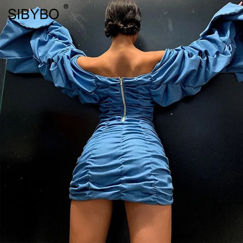 Sibybo/зимнее Плиссированное сексуальное облегающее платье с квадратным