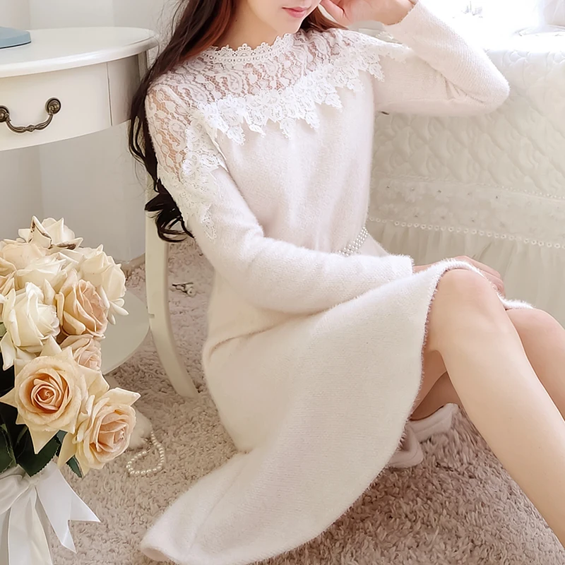 YUZACDWX Vestidos Verano Mujer осень и зима новое длинное кружевное модное женское плюшевое приталенное платье