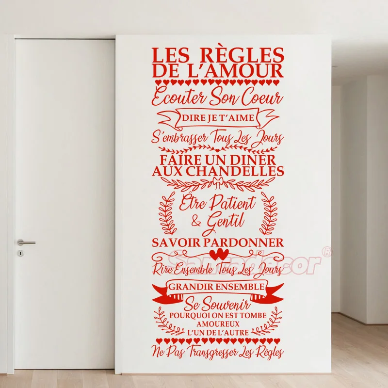 Sticker Citation Les Regles De L'amour Vintage Design Decal Love Wall Art  Mural Home Decor Wallpaper House Decoration Poster - Wall Stickers -  AliExpress