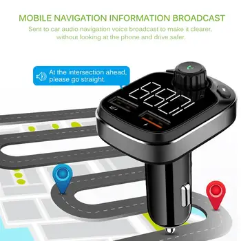 

Hot Onever Car FM Transmitter MP3 Player HD Digital Display Bluetooth Hands-Free Dual USB Car Charger Adapter 12-24V Car Kit