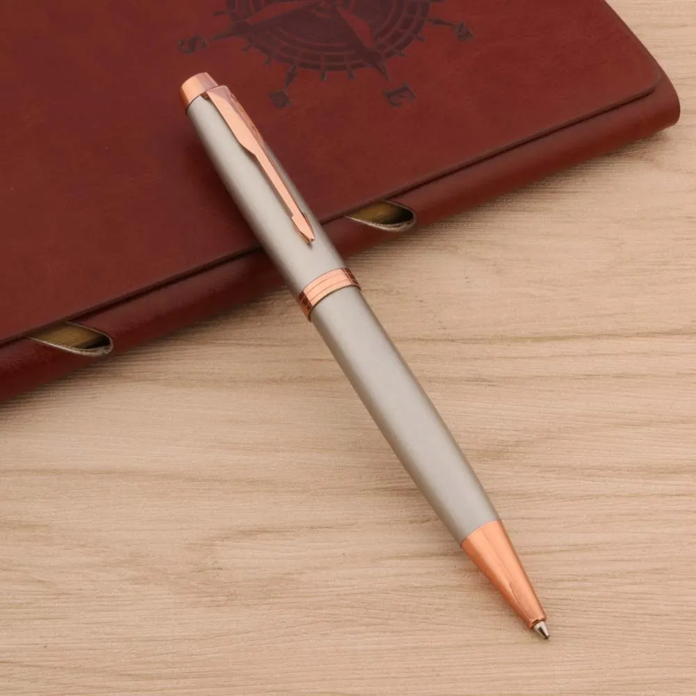 

Brand Metal Gray Ball Point Pen rose golden Ink Pens Writing Stationery Office School Supplies New