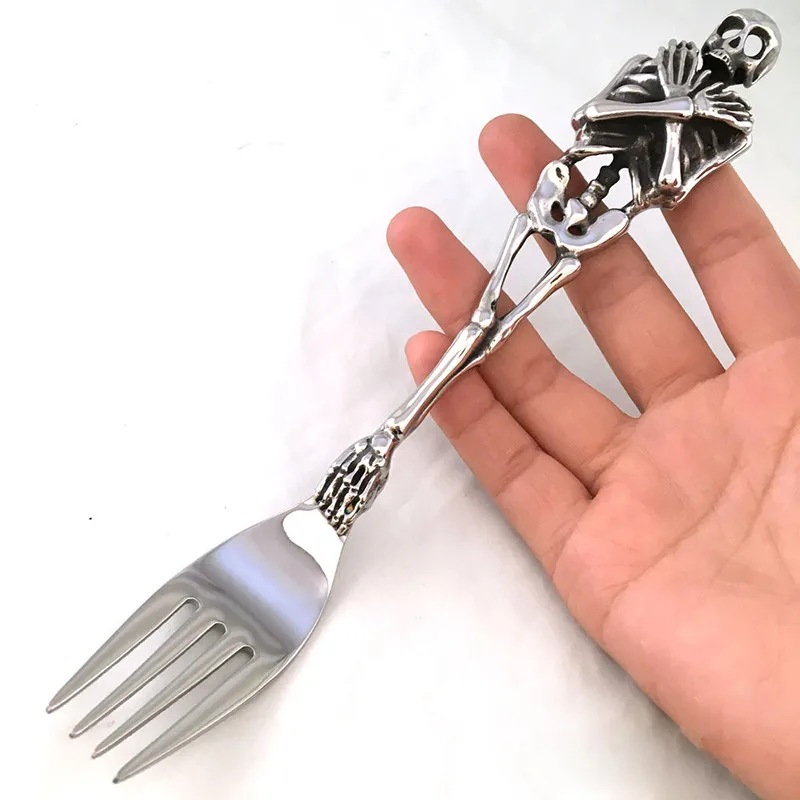 Fork Restaurant Skull Spoons Skeleton Hand Stainless Steel West Tableware 