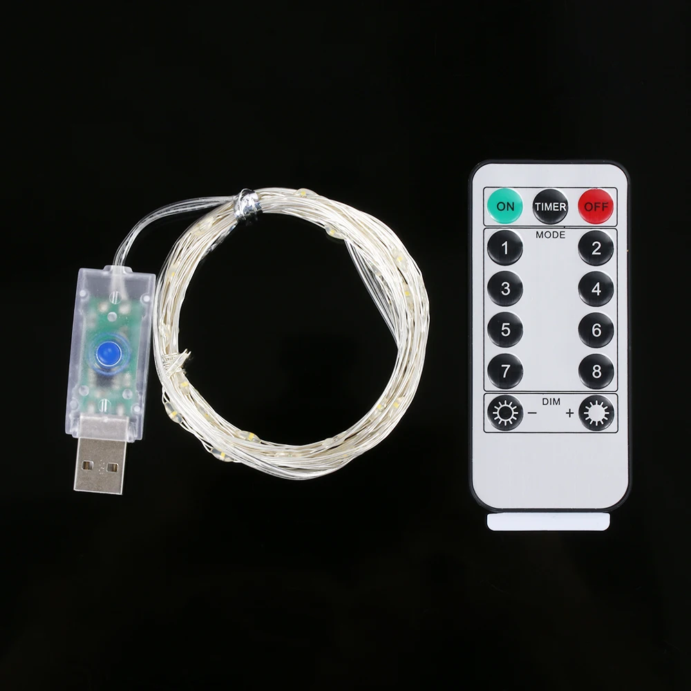 Красочный пульт дистанционного управления сказочные огни USB Светодиодная лента с регулируемой яркостью 8 режимов вечерние украшения дома освещение
