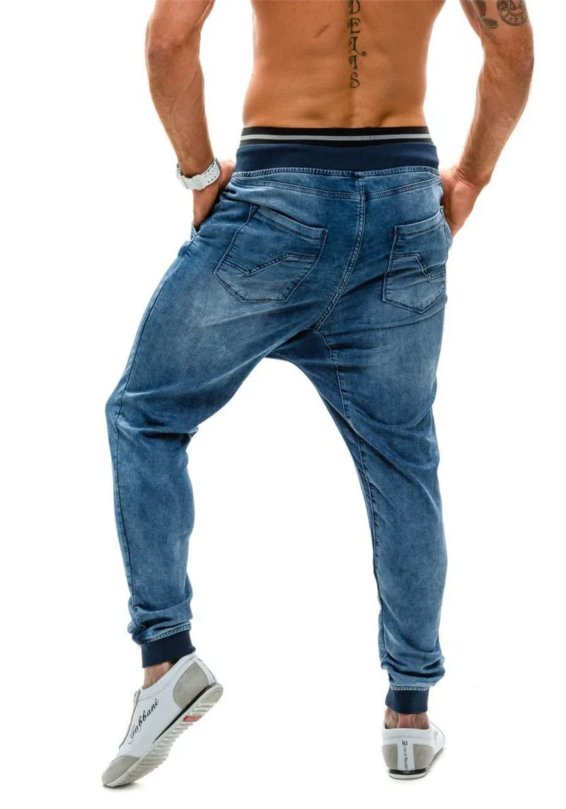2019 New Fashion JoggerS Run Men's Pants Jeans High waist Cool Man Washed Slim Denim shorts men  belt Solid Trousers Male  (5)