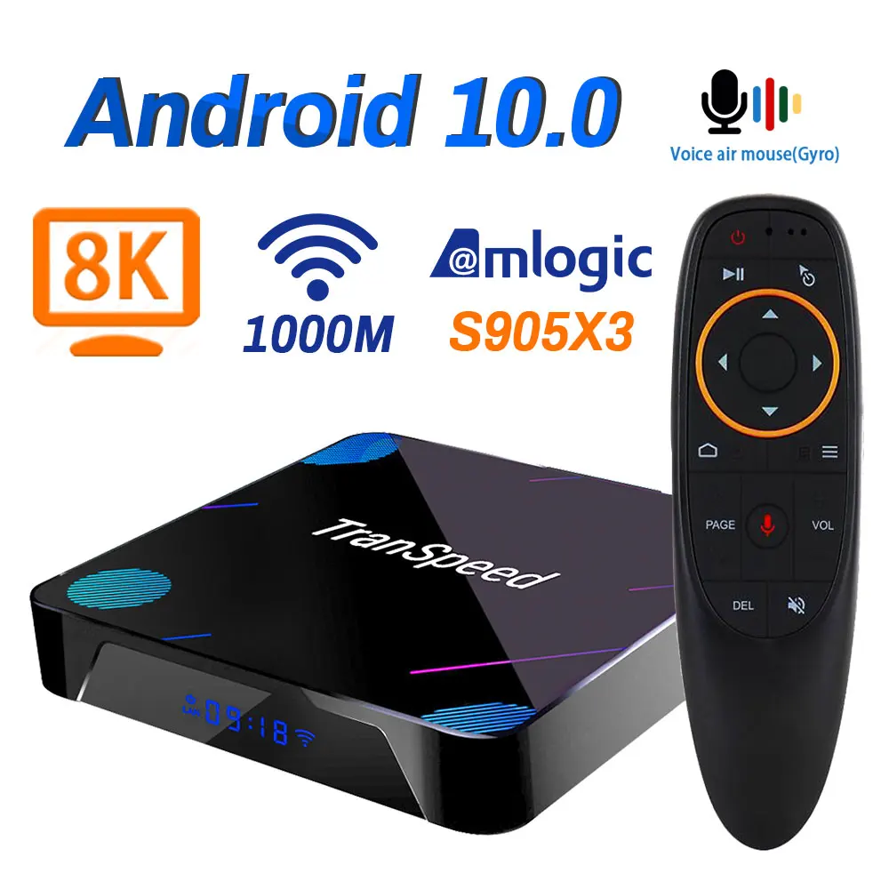 ТВ приставка Transpeed X3 Plus Android 10 4K 8K 4 Гб 128 ГБ Amlogic S905X3 32 64 Bluetooth 1000 Мбит/с Wi Fi 100