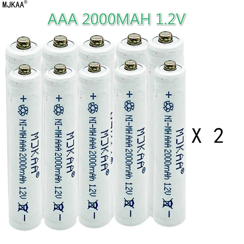 

20PCS/ MJKAA NI MH - 2000 Mah Battery 1.2 V AAA Rechargeable Batteries Neutral Toy Camera Battery Rechargeable Battery