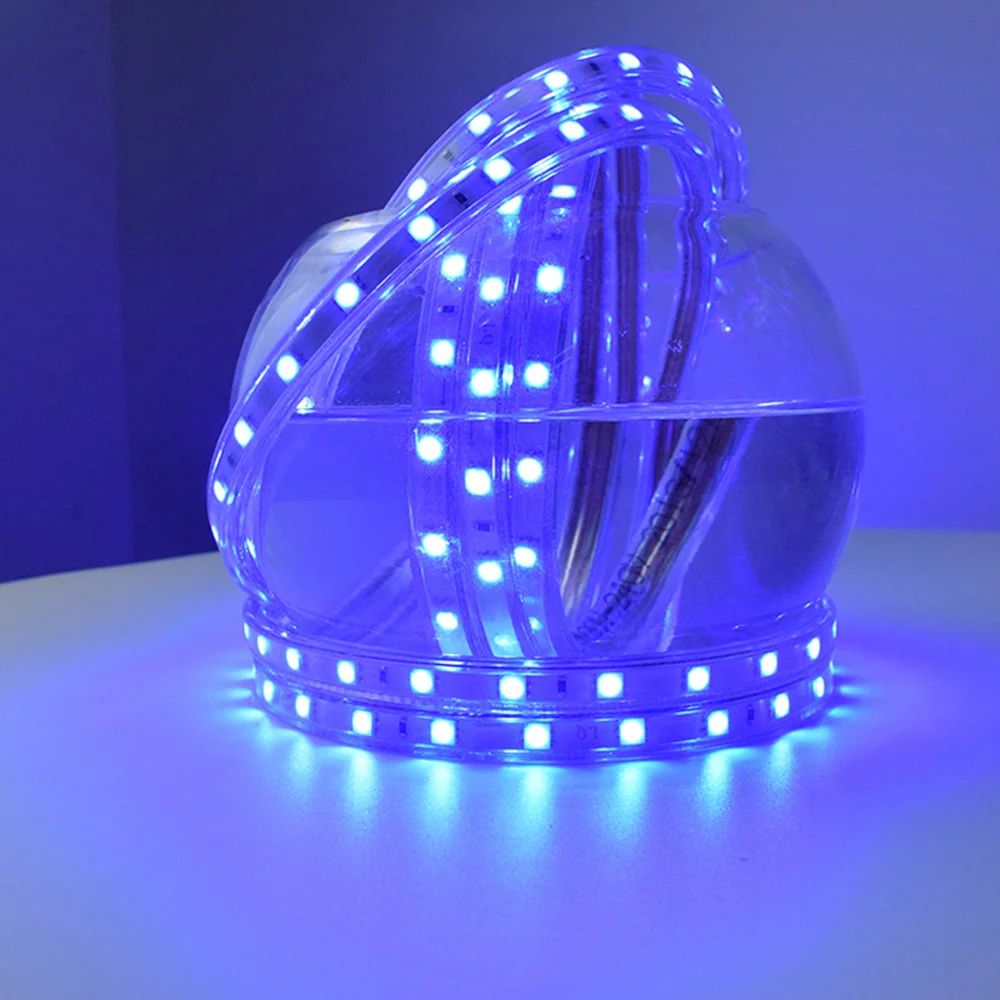 Светодиодная лента 220 в светильник 5050 водонепроницаемый SMD RGB диодная 1 м 2 5 10 20