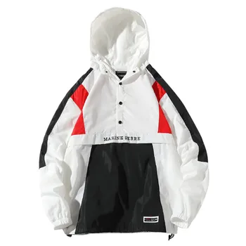 

Men's Autumn Winter Casual Loose Hooded Patchwork Outdoor Sport Jacket Coat Tops autumn winter coat man coats and jackets man