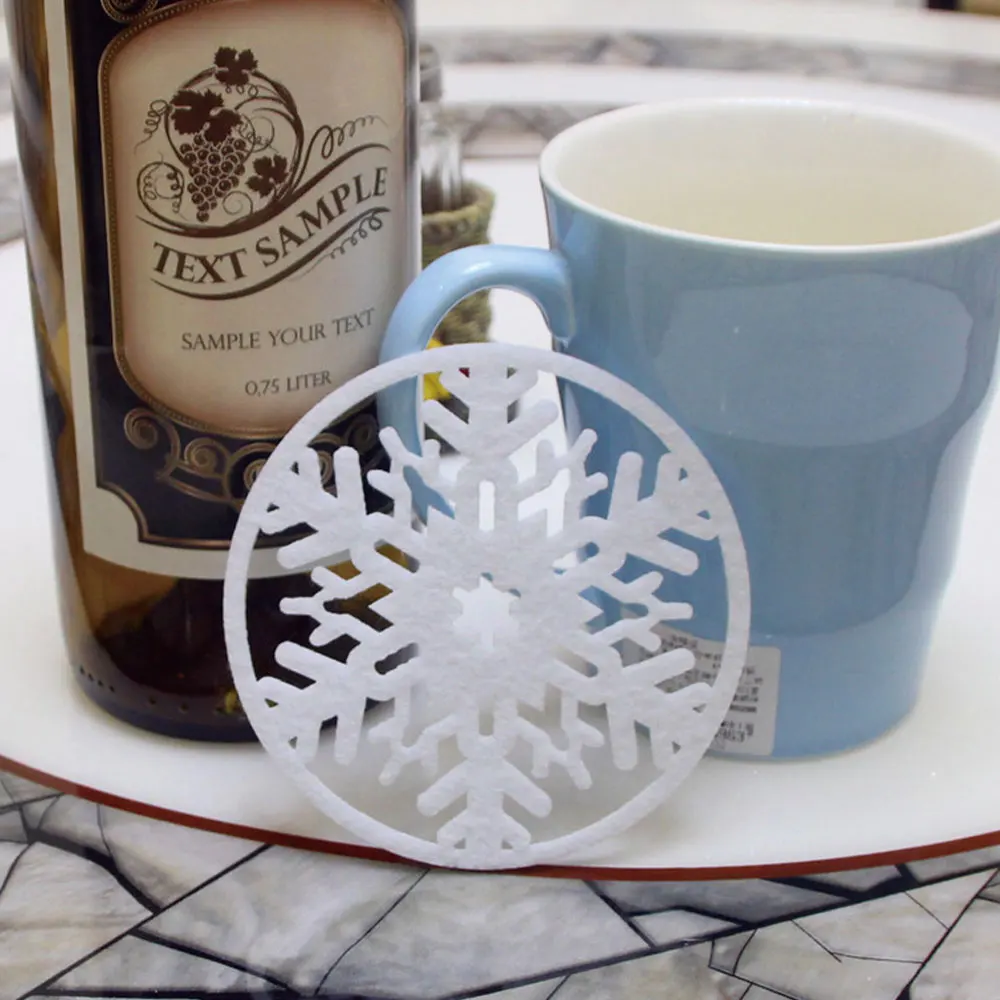 

2 Pcs Christmas Snowflake Coaster Snowflake Placemat Coffee Wine Coaster Tea Christmas Home Decorations Coffee Table Mat