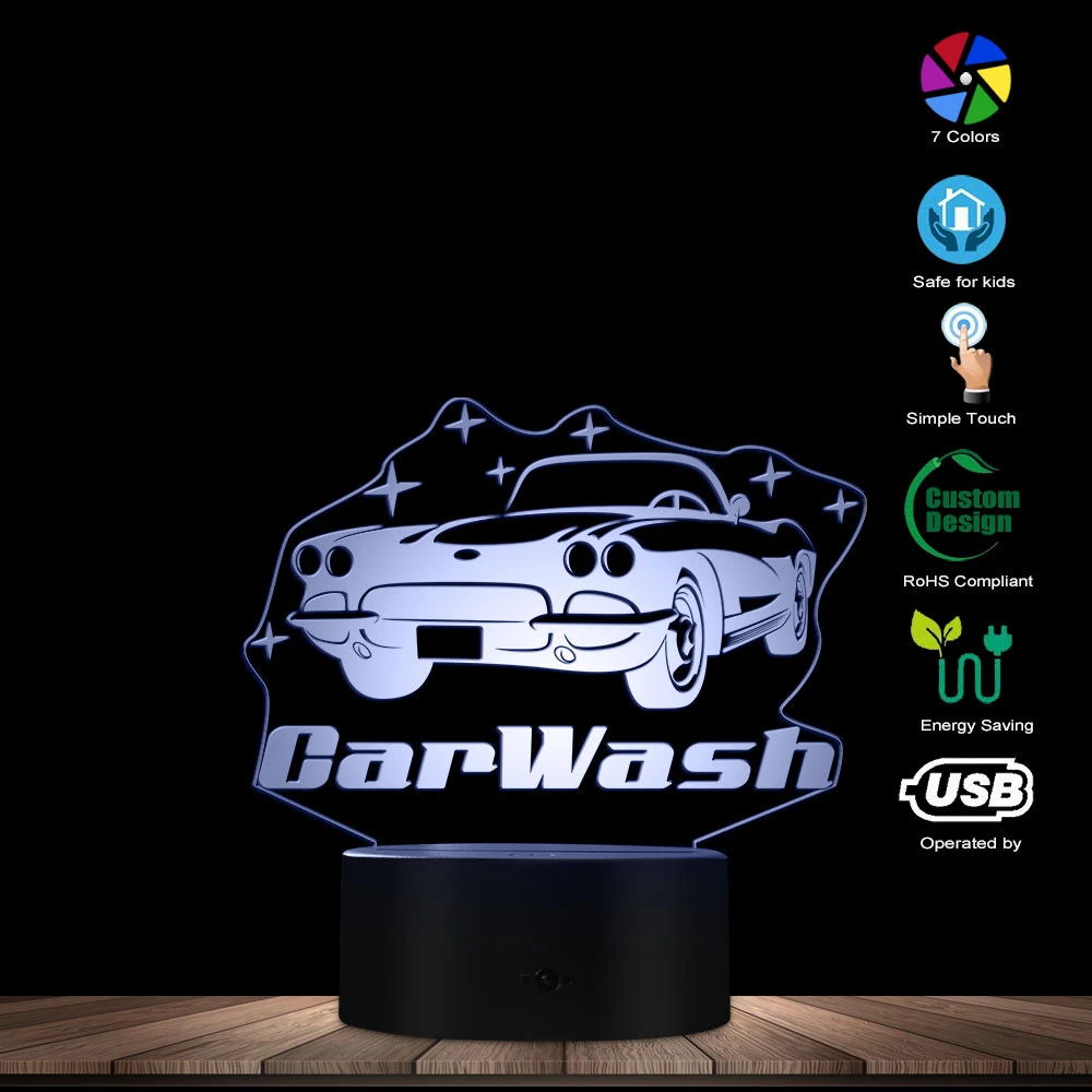 Car Wash Service Station 3d Illusion Night Lamp Polish The Car Automotive Repair Store Calming Light Garage Auto Mechanic Gift Led Night Lights Aliexpress