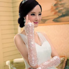 Mingli Tengda, длинные кружевные перчатки без пальцев цвета слоновой кости для невесты, женские свадебные аксессуары, рукавица для невесты