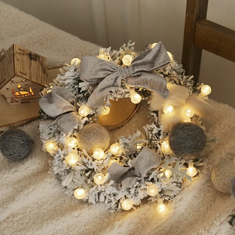 Рождественская подвеска, Рождественский венок с батарейным питанием, светодиодный гирлянда, подвесная гирлянда, праздничные украшения