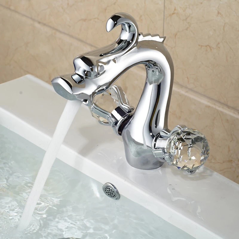 Vidric Basin Faucet Bathroom Dragon Faucets Dual Handle Mixer Tap Sink Faucets Deck Mounted