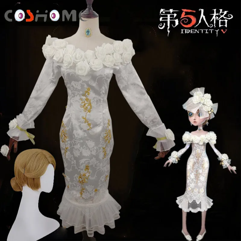 

Coshome Game Identity V Cosplay Vera Nair No More Tonight Costumes Woman Girl White Wedding Dress Halloween Carnival Party