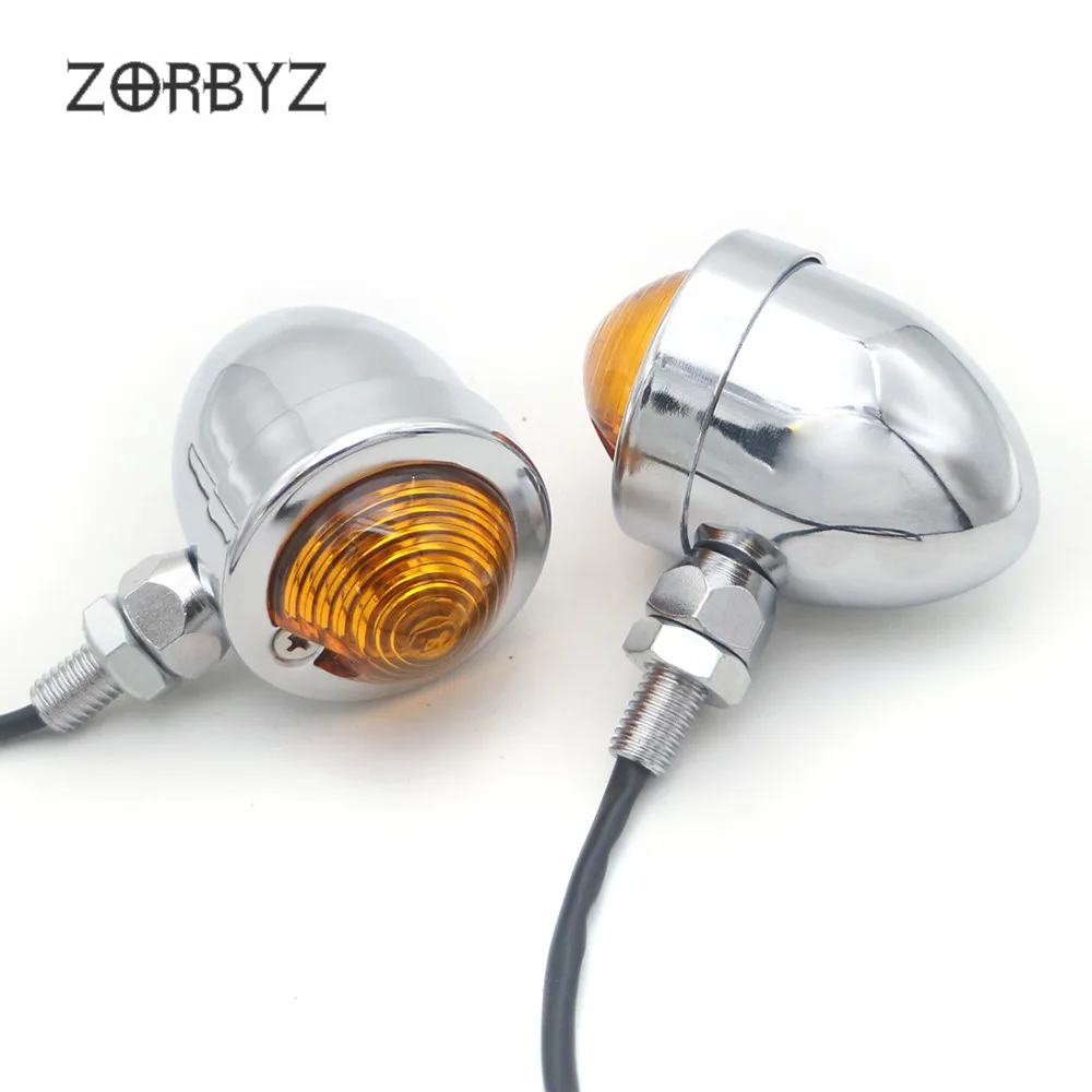 ZORBYZ мотоциклетные огни 1 пара хромированные металлические пули