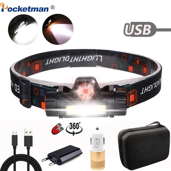 

8000LM Headlamp Portable Powerful LED USB Rechargeable XPE+COB Headlight Built-in Battery Waterproof Head Torch Head Lamp