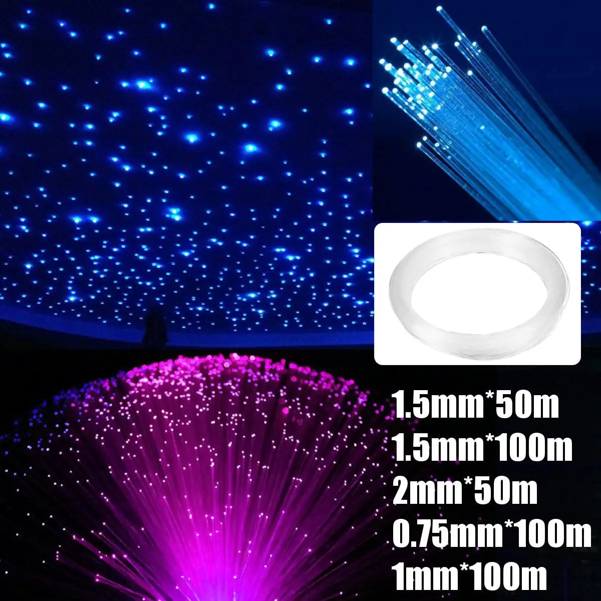 

0.75mm/1mm/1.5mm/2mm PMMA Clear Optic Cable Fiber Light End Grow LED Light Guide Kit DIY Holiday Festival Commercial Lighting