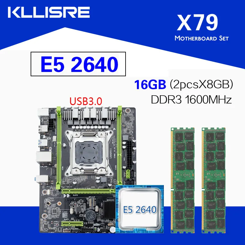 

Kllisre X79 M2 USB3.0 motherboard set with Xeon LGA2011 E5 2640 C2 2x8GB=16GB 1600MHz DDR3 ECC REG memory