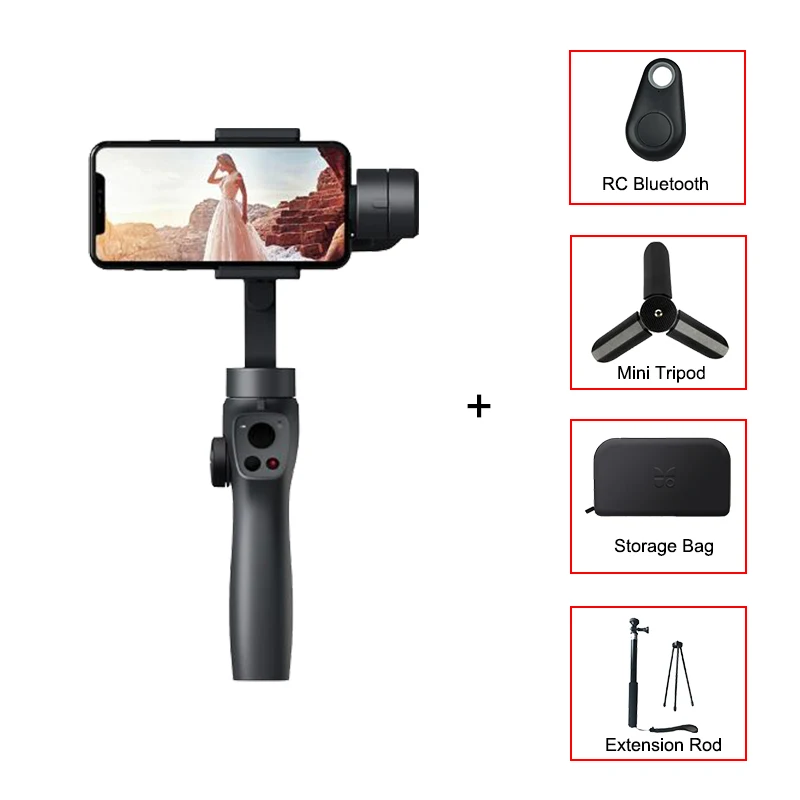 Funsnap ручной карданный стабилизатор Capture2 3 оси смартфон Gimbal стабилизатор комплект для IOS Android Gopro камера Прямая поставка - Цвет: 5 in 1