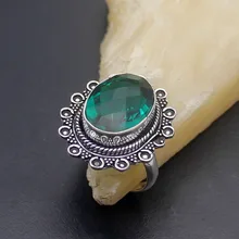 Hermosa Sunny fashion ювелирные изделия овальной формы GreenTopaz 925 серебрянная плоское кольцо красивое кольцо Размер 7,5 A647