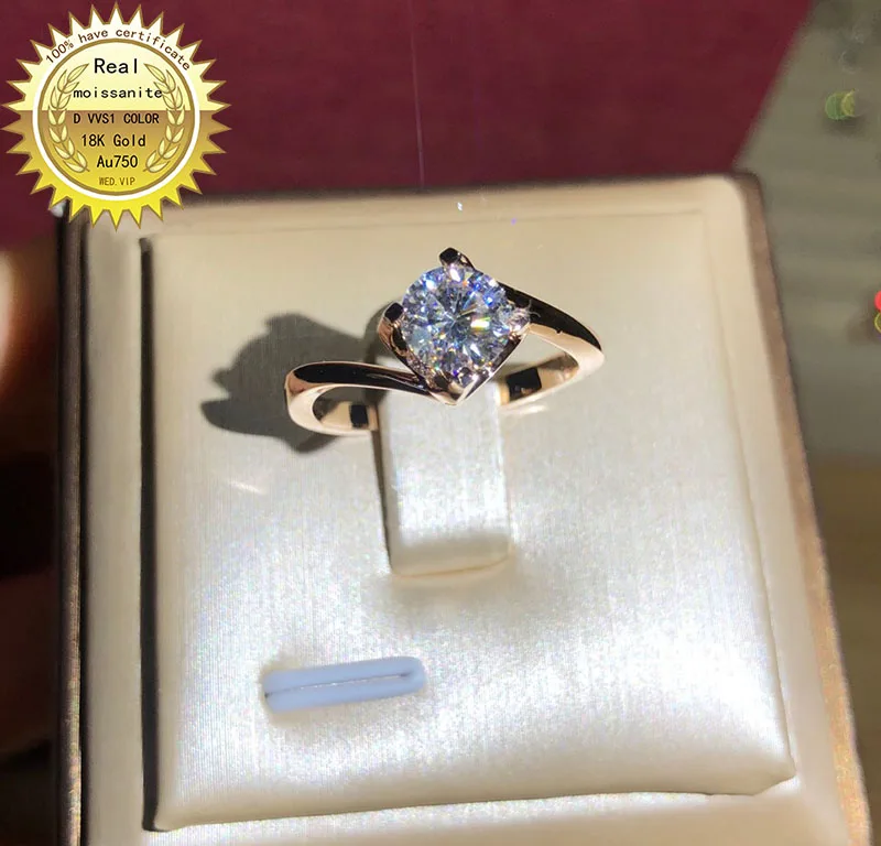 18K кольцо goldr 1ct DVVS moissanite обручальное и свадебные ювелирные изделия с сертификатом