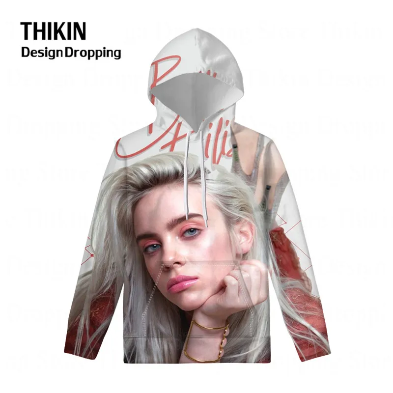 Женский/мужской пуловер с принтом Billie Eilish, модная Толстовка в стиле хип-хоп, певица, Harajuku, спортивный пуловер для подростков, крутая Одежда для девочек, Топ - Цвет: as picture
