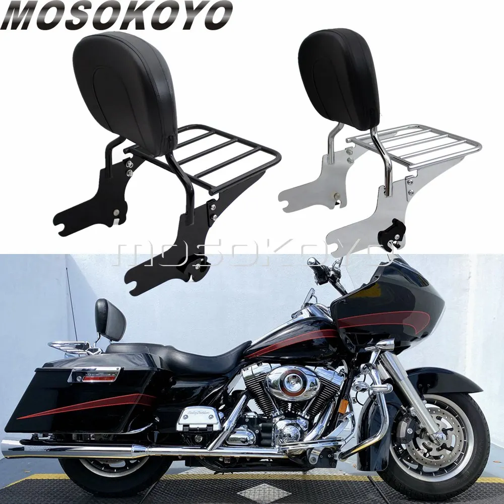 

Custom Vintage Detachable Backrest Sissy Bar Luggage Rack For Harley 97-08 Touring Road King Electra Street Glide FLHR FLHX FLHT