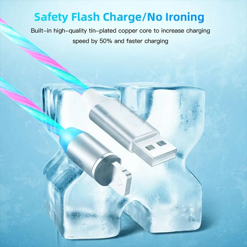 Светодиодный светящийся бегущий Магнитный зарядный usb кабель Тип C Micro USB 8 Pin