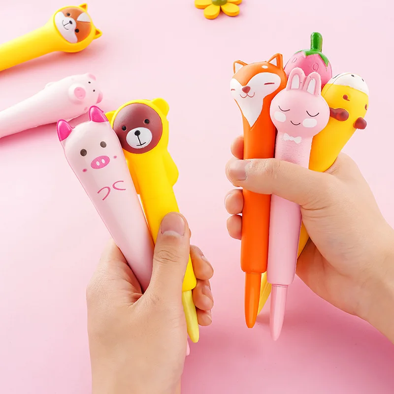 

Kawaii Creative Dog Pig Frog Soft Sponge Pressure Relief Squeeze Gel Pen School Office Supply Cat Pen Animal Stationery Gift