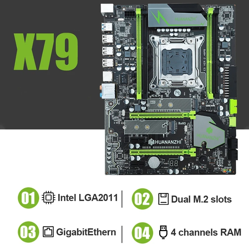 HUANANZHI X79-2.49 материнская плата LGA2011 ATX USB3.0 SATA3 PCI-E NVME M.2 SSD порт поддержка 4X16G память протестирована