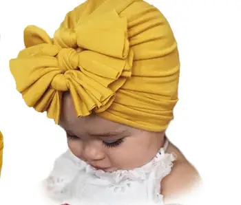 

2020 New Trend Newborn Babies Hats with Bow Infant Cotton Soft Beanies Warm Babycare Cute