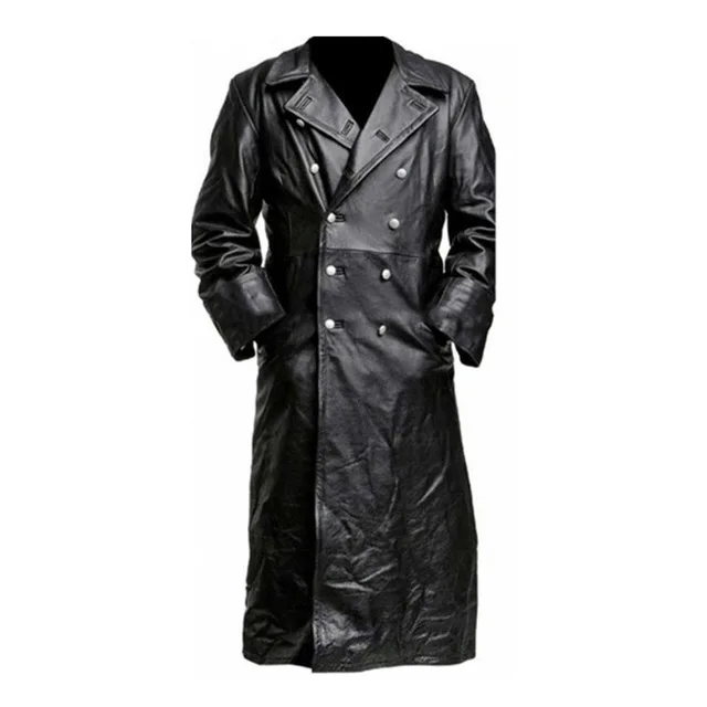 Black Мужское пальто, Повседневная модная ветровка, двубортное, с карманами, с отворотом, с длинным рукавом, длинное пальто, зимнее - Цвет: Black