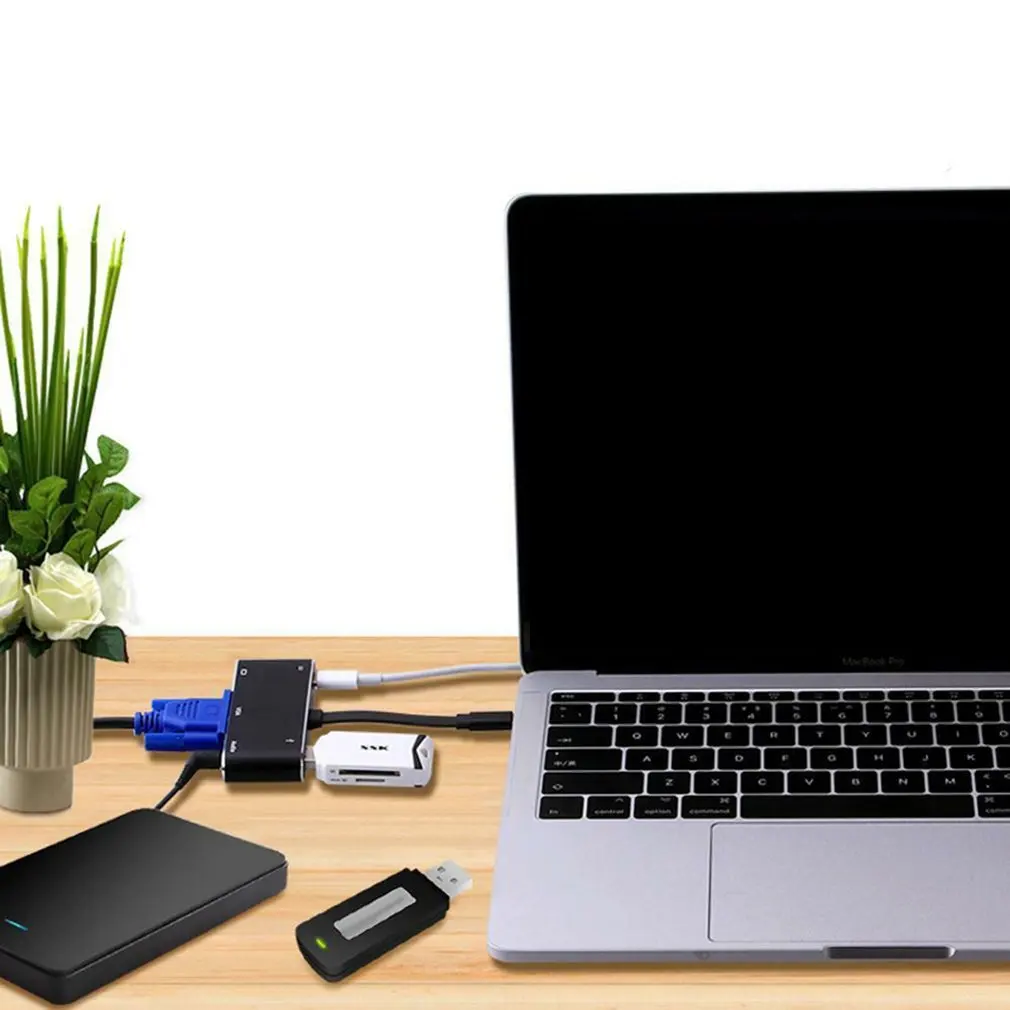 Телефонный конвертер 5 в 1 USB-C к PD+ HD+ VGA+ аудио+ USB3.0 OTG кабель конвертер док-станция для MacBook Air Ноутбуки ПК