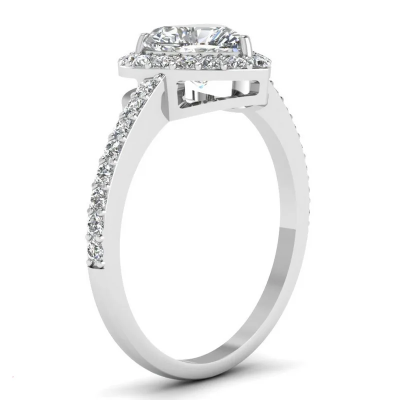 Cellacity Heart shaped Silver 925 Rings Fine Jewelry for Women Gemstones White Blue Female Wedding Engagement Accessory Size6-10