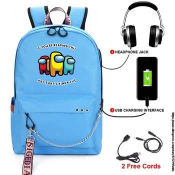 

Game Among Us USB Charge Backpack Boys Girls Back to College Rucksack Men Women High Quality Mochila Traval Bag