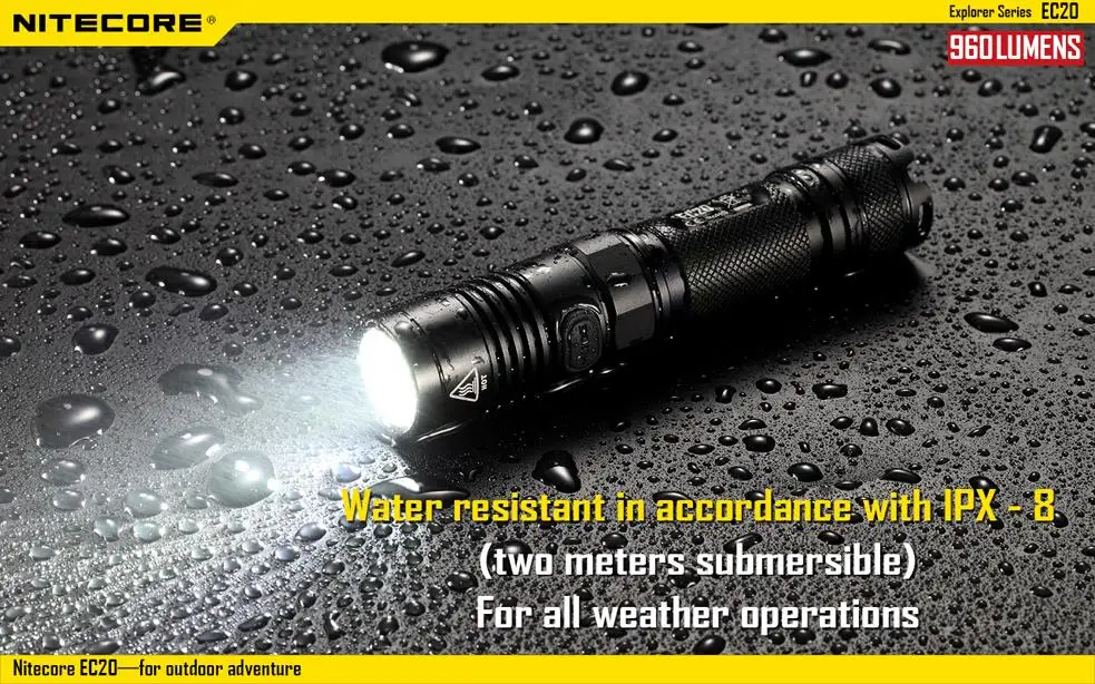 NITECORE EC20 ручной светильник для вспышки CREE XM-L2 T6 Макс 960 люмен луч бросок 222 м наружный фонарь для поиска reacue EDC светильник