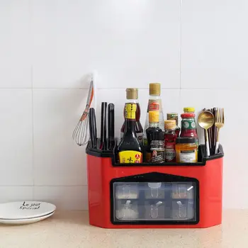

Multi-function Spice Rack Organizer with Seasoning Jar Storage Box for Flatware Q0KA