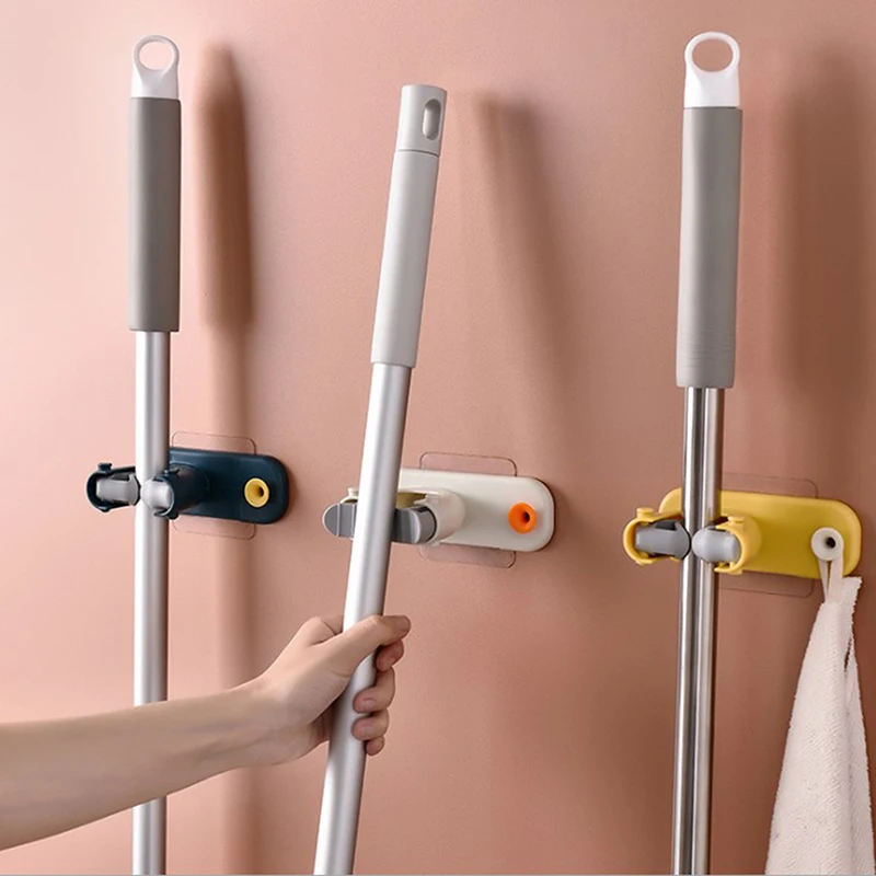 1PC Sticker Strong Hook Seamless Mop Rack Holder Wall Mounted Home Storage for Bedroom Living Room Kitchen Bathroom | Дом и сад