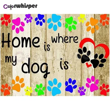 

Diamond Painting Full Square/Round Drill home is where mu dog is heart Paw print 5D Daimond Painting Embroidery Cross Stitc Z742