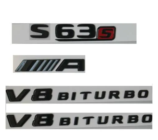 Блеск для губ и черными буквенными принтами и S63s Для AMG V8 BITURBO значки-эмблемы для Mercedes W222 - Цвет: Gloss Black