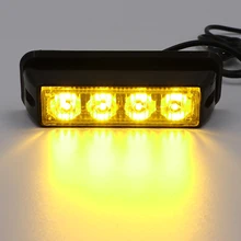 

1 Pair White & Amber 12V 4 LED Strobe Marker Warning Light for Car Truck Van Emergency Flash Multiple Flashing Modes Car Parts