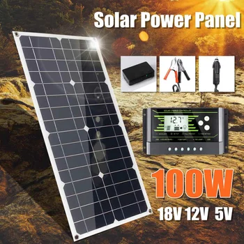 

100W 12V/5V Dual Solar Panel Monocrystalline Solar Cell for Car Boat Light Outdoor Connector Battery Charger With Controller