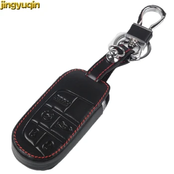 

5 Button Leather Car Key Case Cover Fob KeyChain for Fiat Dodge Charger Dart Challenger Durango Jeep Grand Cherokee Chrysler 300