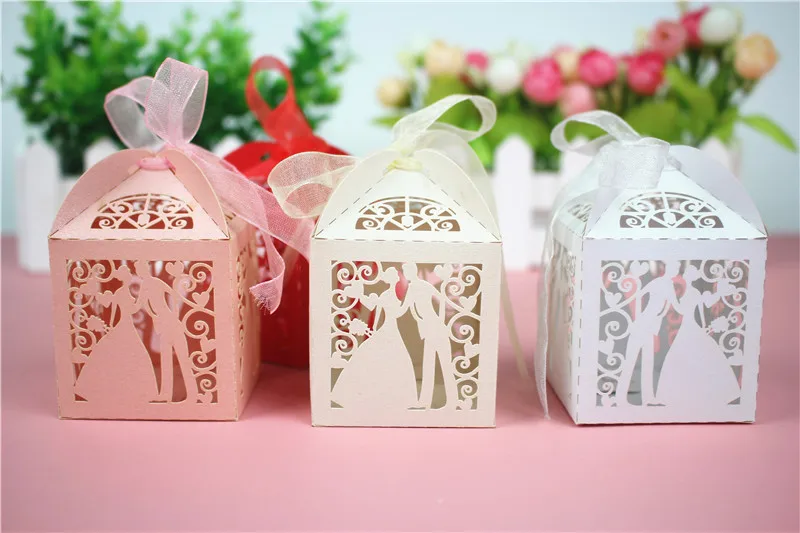 30–50pcs Laser Cut Wedding Candy Gift Boxes – Elegant Paper Packaging for Bride & G... - SKU WFB01603 - UGI Packaging