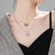 Butterfly Necklace Chain Jewelry Choker Aesthetic Punk Hip-Hop 925-Sterling-Silver Chunky