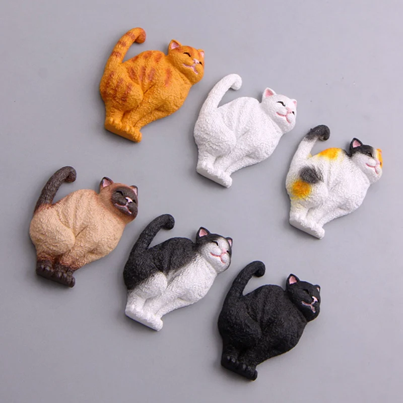 Улыбающаяся кошка магниты на холодильник мультяшный котенок фигурка животного белая доска наклейка магниты на холодильник Детская игрушка украшение дома