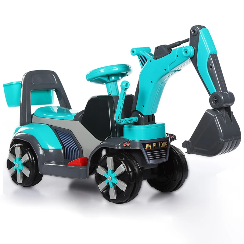 

Free Shipping New Children Can Sit Ride on Toy Digger Large Musical Electric Excavator Power Four Wheels Kids Sports Car