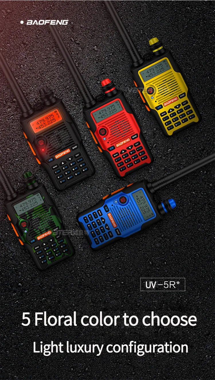 Baofeng UV-5R V walkie-talkie 1 шт. Профессиональный fm-приемопередатчик с гарнитурой 136-174/400-520mHZ ham radio comunicador Black