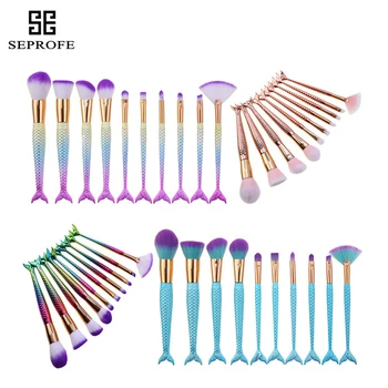 

5-10PCS Big Mermaid Makeup Brushes Set Foundation Blending Powder Eyeshadow Contour Concealer Blush Cosmetic Beauty Make Up Tool